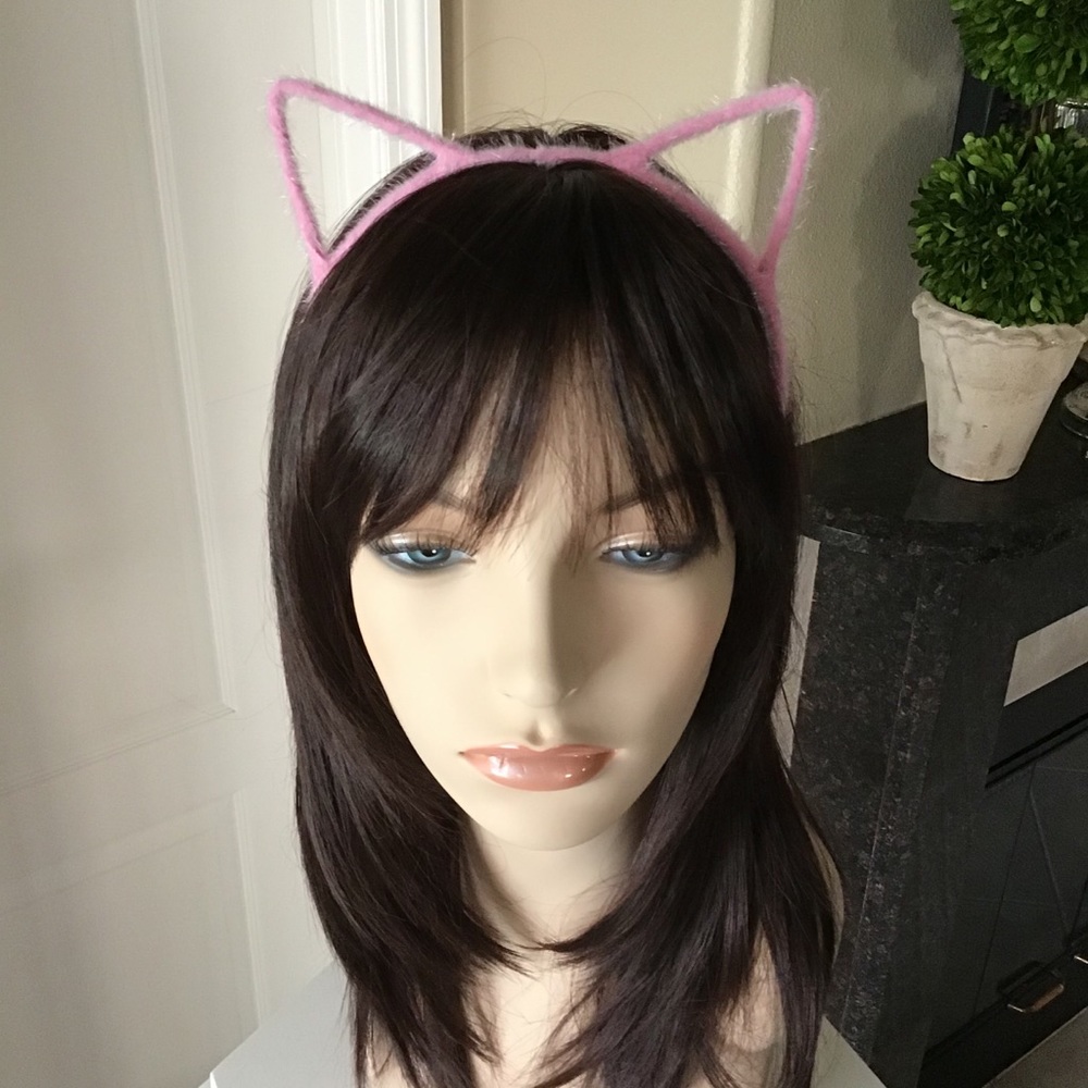 NEW Pink Fuzzy Cat Ears Head Band Hair Cosplay Costume Kitten OSFM Halloween - Picture 12 of 13